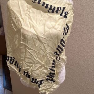 Palm Angels Women's Pashmina Logo Lightweight Fringe Scarf Yellow Blue Coastal